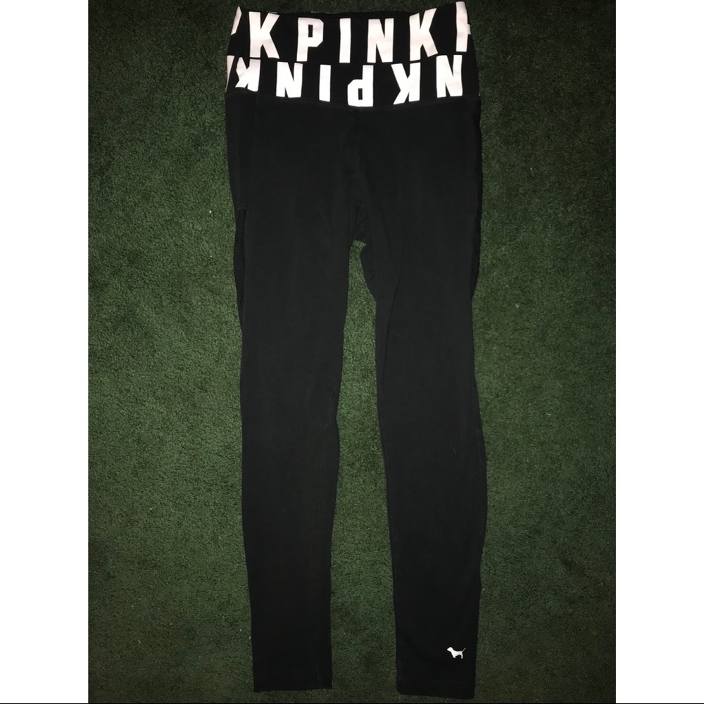 VS PINK LEGGINGS!! BLACK WITH MESH POCKET!!